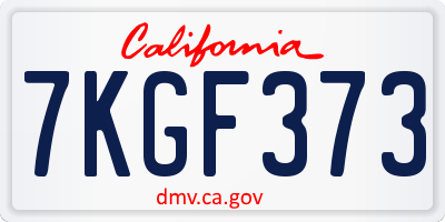CA license plate 7KGF373
