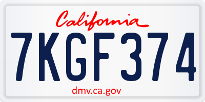 CA license plate 7KGF374