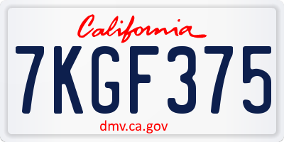 CA license plate 7KGF375