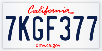 CA license plate 7KGF377