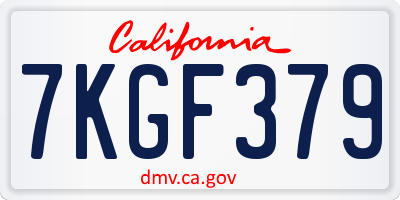 CA license plate 7KGF379
