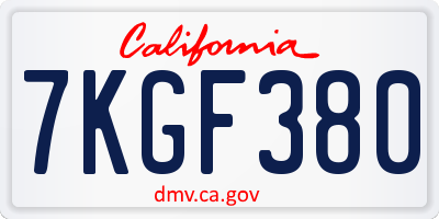 CA license plate 7KGF380
