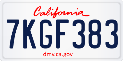 CA license plate 7KGF383