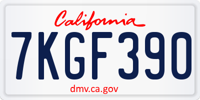 CA license plate 7KGF390