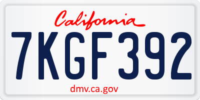 CA license plate 7KGF392