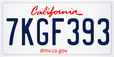 CA license plate 7KGF393