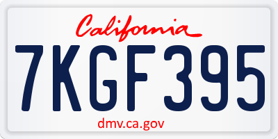 CA license plate 7KGF395