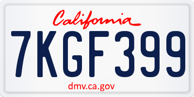 CA license plate 7KGF399