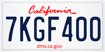 CA license plate 7KGF400