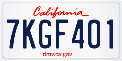 CA license plate 7KGF401