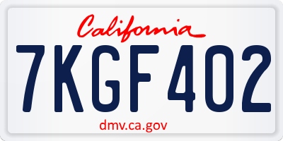 CA license plate 7KGF402
