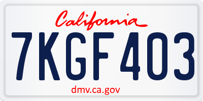 CA license plate 7KGF403