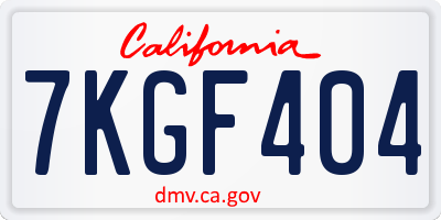 CA license plate 7KGF404