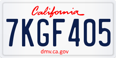 CA license plate 7KGF405