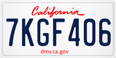 CA license plate 7KGF406