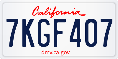 CA license plate 7KGF407