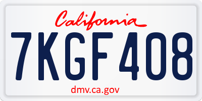 CA license plate 7KGF408