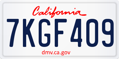 CA license plate 7KGF409