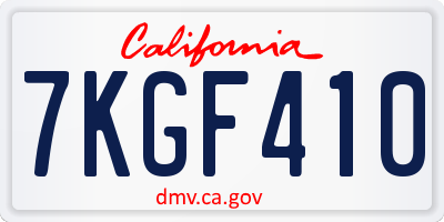 CA license plate 7KGF410