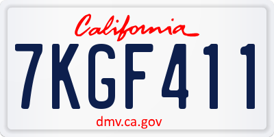 CA license plate 7KGF411