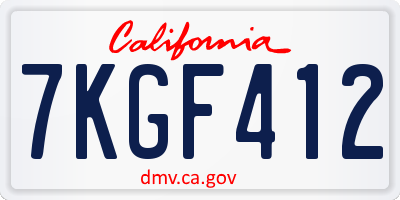 CA license plate 7KGF412