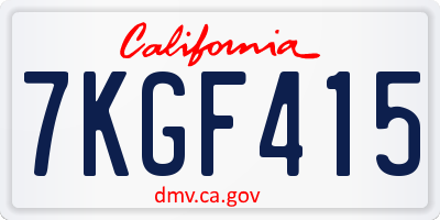 CA license plate 7KGF415