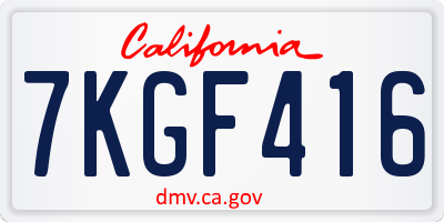 CA license plate 7KGF416
