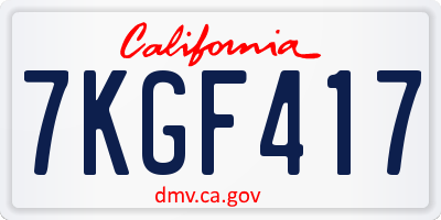 CA license plate 7KGF417