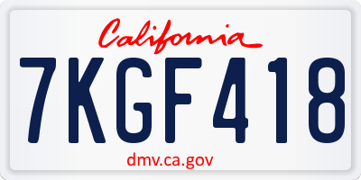 CA license plate 7KGF418