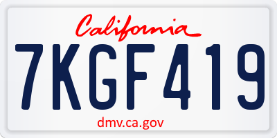 CA license plate 7KGF419