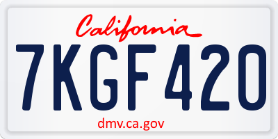 CA license plate 7KGF420