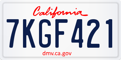 CA license plate 7KGF421