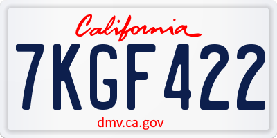CA license plate 7KGF422