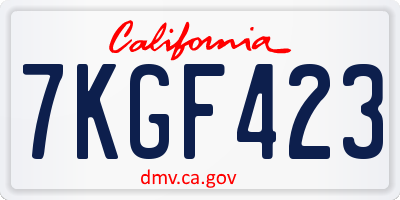CA license plate 7KGF423