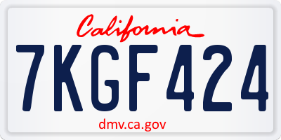 CA license plate 7KGF424
