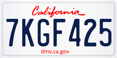 CA license plate 7KGF425