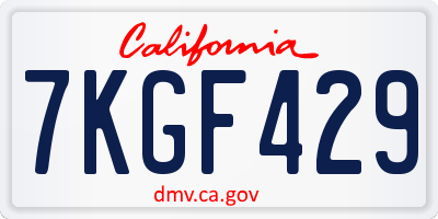 CA license plate 7KGF429