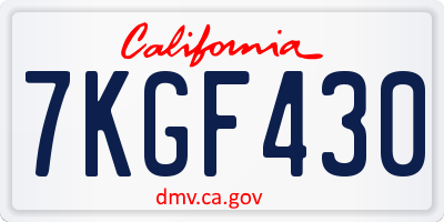 CA license plate 7KGF430