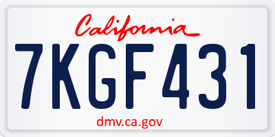 CA license plate 7KGF431