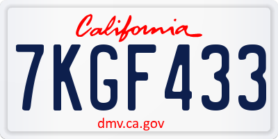 CA license plate 7KGF433