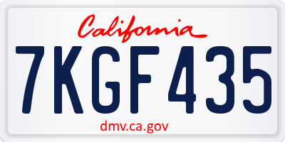 CA license plate 7KGF435