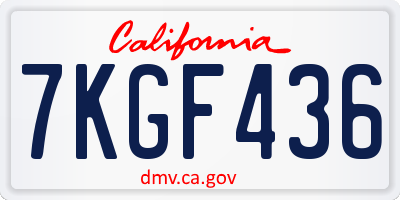 CA license plate 7KGF436
