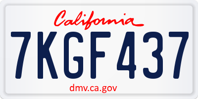 CA license plate 7KGF437