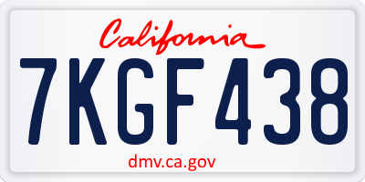 CA license plate 7KGF438
