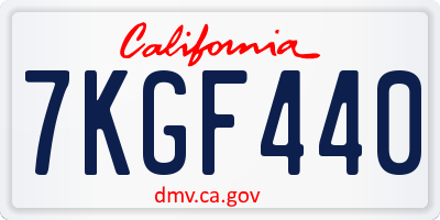 CA license plate 7KGF440