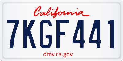 CA license plate 7KGF441