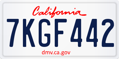 CA license plate 7KGF442