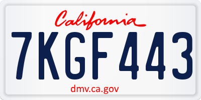 CA license plate 7KGF443