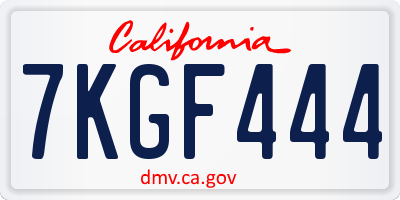 CA license plate 7KGF444