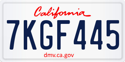 CA license plate 7KGF445